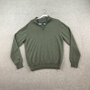 JOSEPH & LYMAN M 100% Cashmere Quarter‎ Zip Pullover Sweater Sage Green *